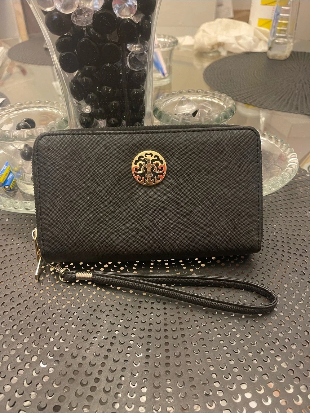 Classic Black Wristlet Wallet - Women's Zip-Around Clutch